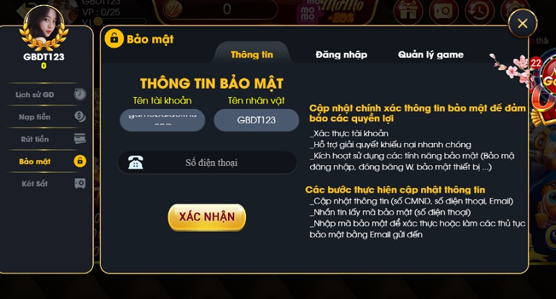 Xác nhận mã OTP là bước đầu tiên phải làm khi vào game đấy