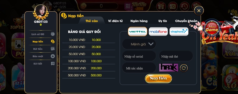 Hướng dẫn nạp tiền chỉ với vài phút cho tân thủ