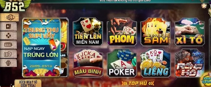 Tổng hợp các game bài đổi thưởng B52 Club cực hay