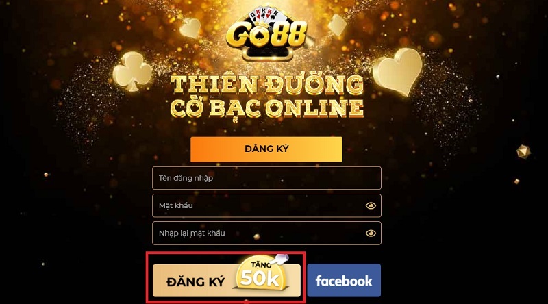 Sự kiện khuyến mãi tặng 50.000 VNĐ cho tân thủ của cổng game bài Go88