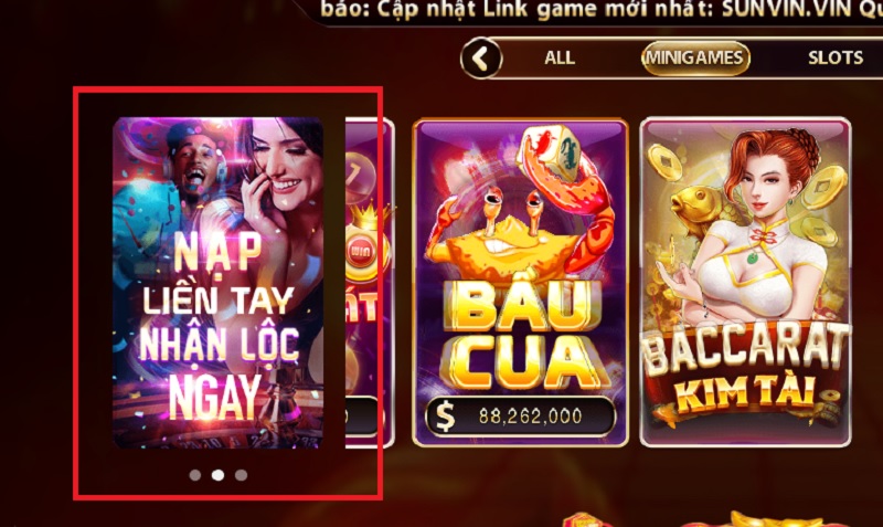 Khuyến mãi Sunvin - Trong hai lần nạp tiền đầu tiên quý vị đều được tặng thưởng