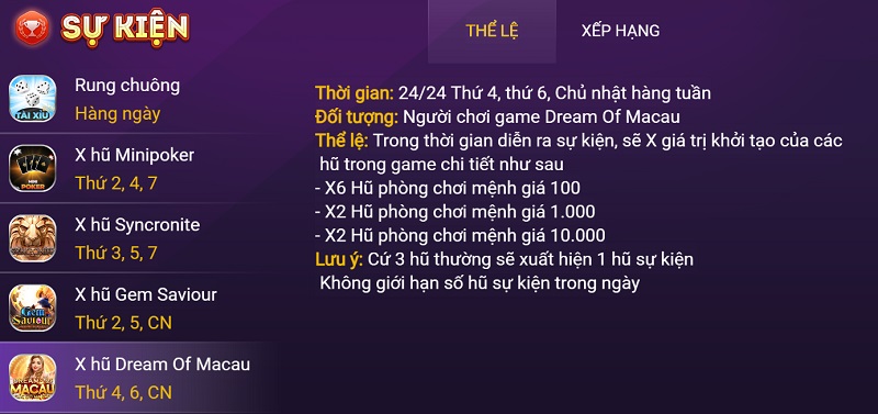 Sự kiện X hũ cực sốc hàng tuần áp dụng trên nhiều tựa game Slots