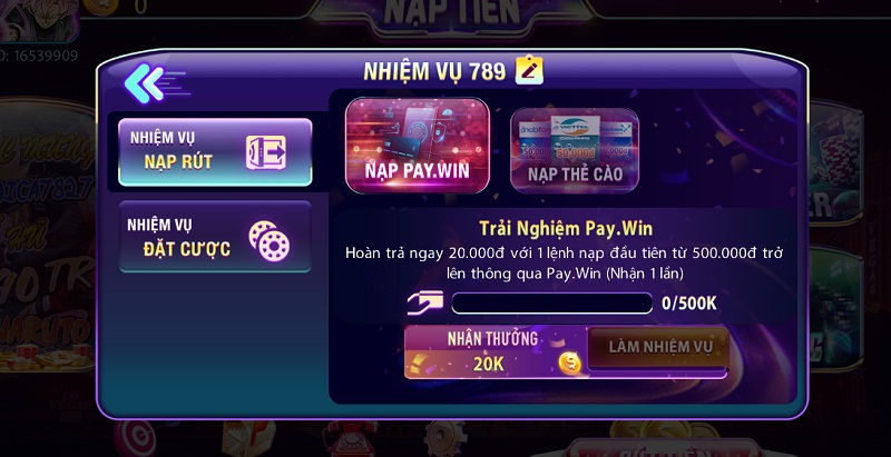 Ưu đãi khi nạp tiền lần đầu tại 789 Club