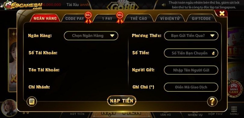 Hướng dẫn nạp rút Go88
