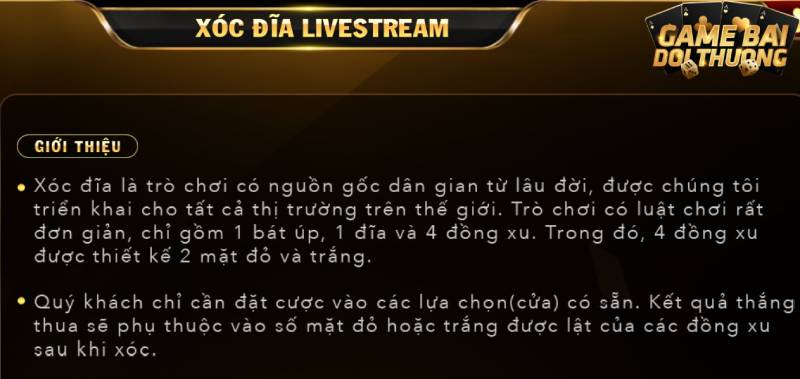 Giới thiệu về tựa game Xóc đĩa livestream Go88 