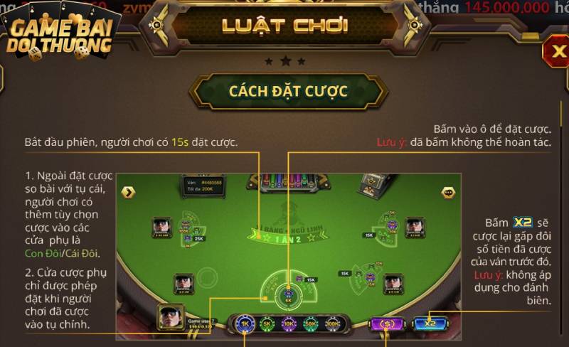 Hướng dẫn cách đặt cược khi tham gia chơi Xì dách B52