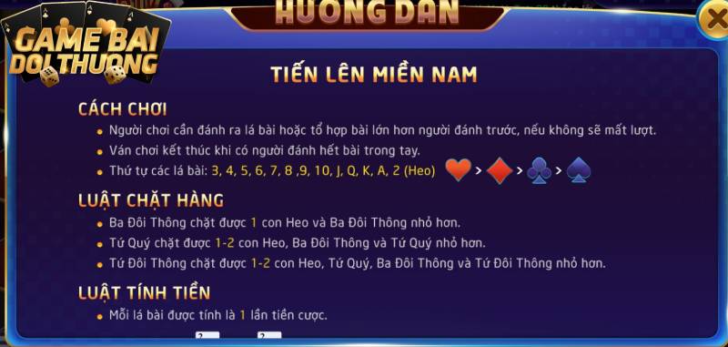 Chi tiết luật chơi tựa game Tiến lên miền Nam Rikvip