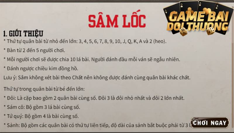 Giới thiệu tựa game bài Sâm lốc B52 cho các tân thủ