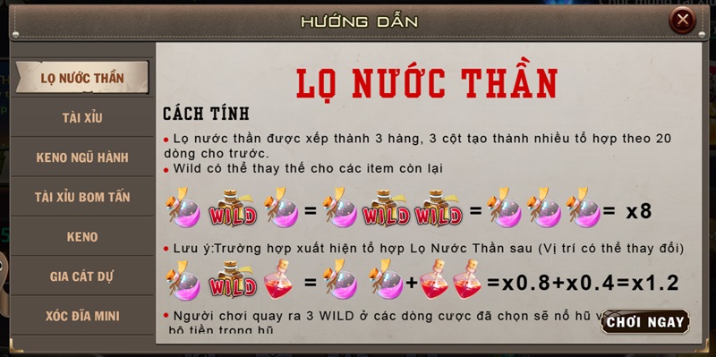 Cách tính điểm minigame Lọ nước thần