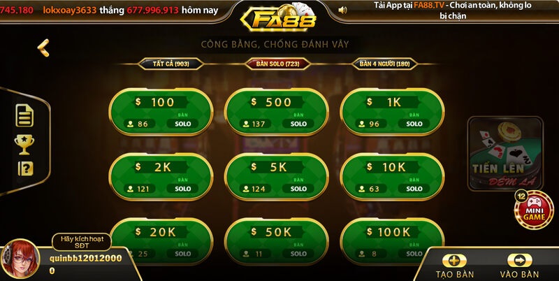 Nâng cấp qua Tiến lên đếm lá FA88