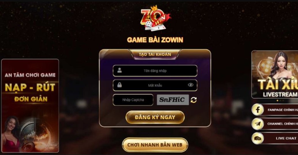 Cổng game bài đổi thưởng Zowin